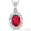 Oval Shape Gemstone & Halo Diamond Pendant
