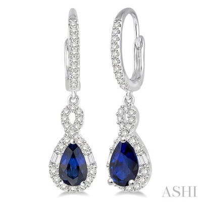 Pear Shape Gemstone & Halo Diamond Earrings