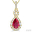 Pear Shape Gemstone & Halo Diamond Pendant