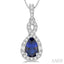 Pear Shape Gemstone & Halo Diamond Pendant