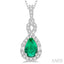 Pear Shape Gemstone & Halo Diamond Pendant