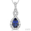 Pear Shape Gemstone & Halo Diamond Pendant