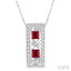 Princess Shape Gemstone & Diamond Pendant