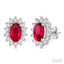 Oval Shape Gemstone & Halo Diamond Earrings