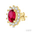 Oval Shape Gemstone & Halo Diamond Earrings