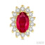 Oval Shape Gemstone & Halo Diamond Earrings