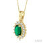 Oval Shape Gemstone & Halo Diamond Pendant