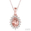 Oval Shape Gemstone & Halo Diamond Pendant