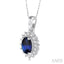 Oval Shape Gemstone & Halo Diamond Pendant