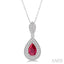 Pear Shape Gemstone & Halo Diamond Pendant