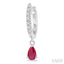 Pear Shape Gemstone & Petite Diamond Huggie Fashion Earrings