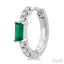 Emerald Shape Gemstone & Petite Diamond Huggie Fashion Earrings