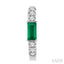 Emerald Shape Gemstone & Petite Diamond Huggie Fashion Earrings