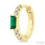 Emerald Shape Gemstone & Petite Diamond Huggie Fashion Earrings