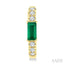 Emerald Shape Gemstone & Petite Diamond Huggie Fashion Earrings