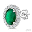 Oval Shape Gemstone & Halo Diamond Earrings