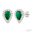 Pear Shape Gemstone & Halo Diamond Earrings