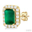 Emerald Shape Gemstone & Halo Diamond Earrings