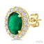 Oval Shape Gemstone & Halo Diamond Earrings