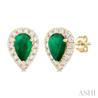 Pear Shape Gemstone & Halo Diamond Earrings