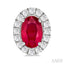 Oval Shape Gemstone & Halo Diamond Earrings