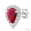 Pear Shape Gemstone & Halo Diamond Earrings
