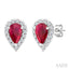 Pear Shape Gemstone & Halo Diamond Earrings