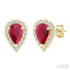 Pear Shape Gemstone & Halo Diamond Earrings