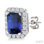 Emerald Shape Gemstone & Halo Diamond Earrings