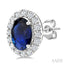 Oval Shape Gemstone & Halo Diamond Earrings