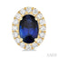 Oval Shape Gemstone & Halo Diamond Earrings