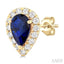 Pear Shape Gemstone & Halo Diamond Earrings