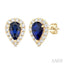 Pear Shape Gemstone & Halo Diamond Earrings