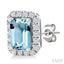 Emerald Shape Gemstone & Halo Diamond Earrings
