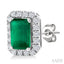 Emerald Shape Gemstone & Halo Diamond Earrings