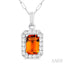 Emerald Shape Gemstone & Halo Diamond Pendant