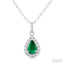 Pear Shape Gemstone & Halo Diamond Pendant