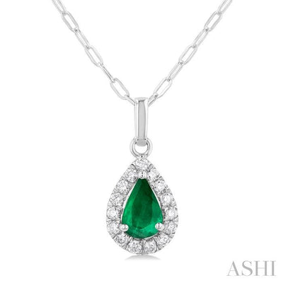 Pear Shape Gemstone & Halo Diamond Pendant