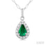 Pear Shape Gemstone & Halo Diamond Pendant