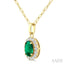 Oval Shape Gemstone & Halo Diamond Pendant