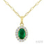 Oval Shape Gemstone & Halo Diamond Pendant