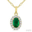 Oval Shape Gemstone & Halo Diamond Pendant