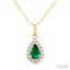 Pear Shape Gemstone & Halo Diamond Pendant