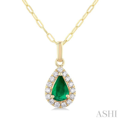 Pear Shape Gemstone & Halo Diamond Pendant