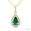 Pear Shape Gemstone & Halo Diamond Pendant