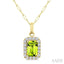 Emerald Shape Gemstone & Halo Diamond Pendant