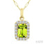 Emerald Shape Gemstone & Halo Diamond Pendant