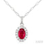 Oval Shape Gemstone & Halo Diamond Pendant