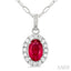Oval Shape Gemstone & Halo Diamond Pendant