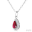 Pear Shape Gemstone & Halo Diamond Pendant